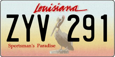 LA license plate ZYV291