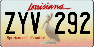 LA license plate ZYV292