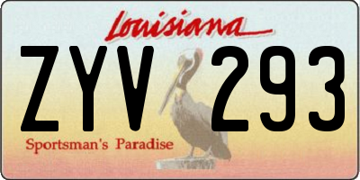 LA license plate ZYV293