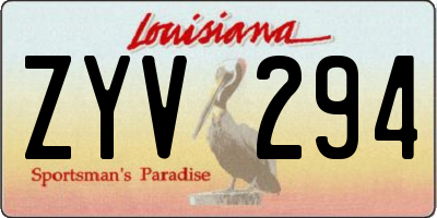 LA license plate ZYV294