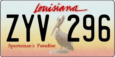 LA license plate ZYV296