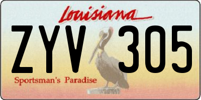 LA license plate ZYV305