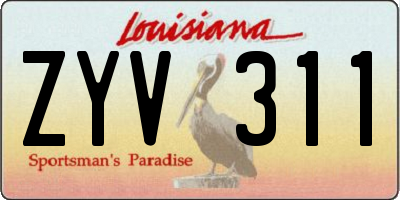 LA license plate ZYV311