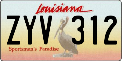 LA license plate ZYV312