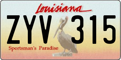 LA license plate ZYV315