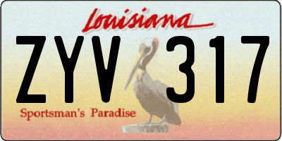 LA license plate ZYV317