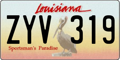 LA license plate ZYV319