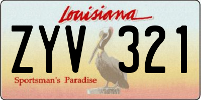 LA license plate ZYV321
