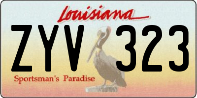 LA license plate ZYV323