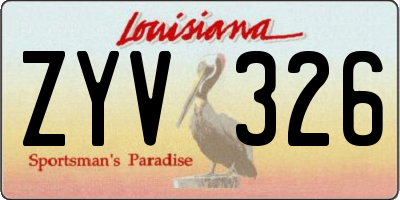 LA license plate ZYV326