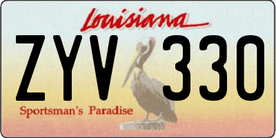 LA license plate ZYV330