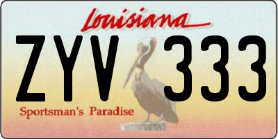 LA license plate ZYV333