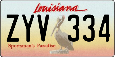 LA license plate ZYV334