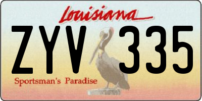 LA license plate ZYV335