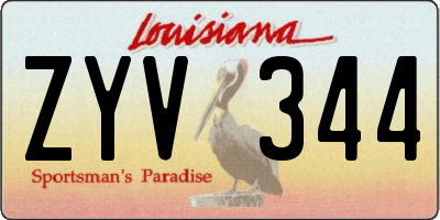 LA license plate ZYV344
