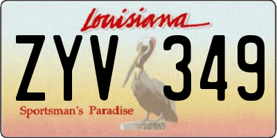 LA license plate ZYV349