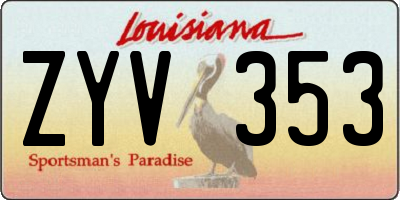 LA license plate ZYV353