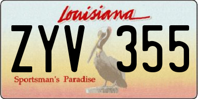 LA license plate ZYV355