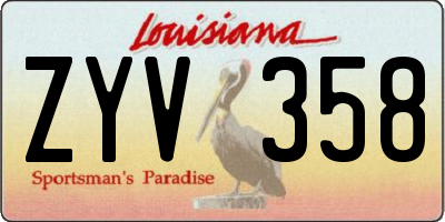 LA license plate ZYV358