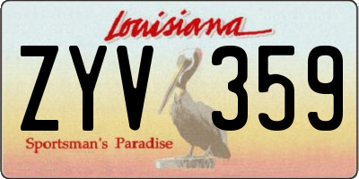 LA license plate ZYV359