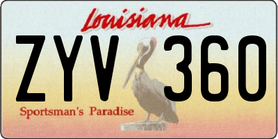 LA license plate ZYV360
