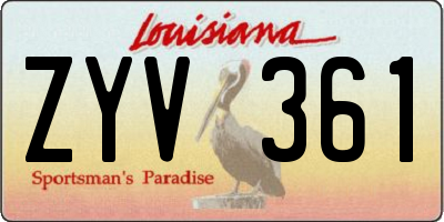 LA license plate ZYV361
