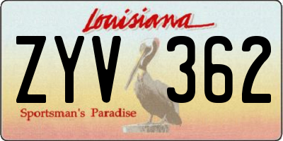 LA license plate ZYV362