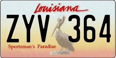 LA license plate ZYV364