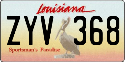 LA license plate ZYV368