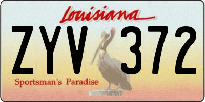 LA license plate ZYV372