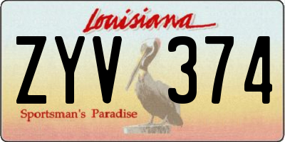 LA license plate ZYV374