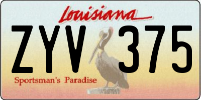 LA license plate ZYV375