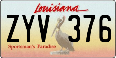 LA license plate ZYV376