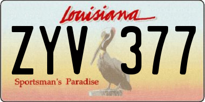 LA license plate ZYV377