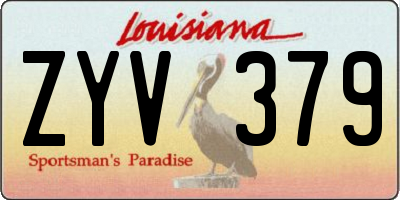 LA license plate ZYV379