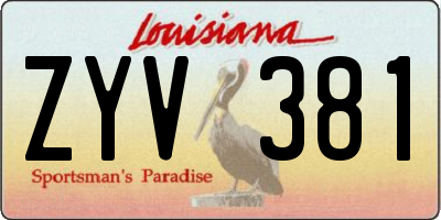LA license plate ZYV381