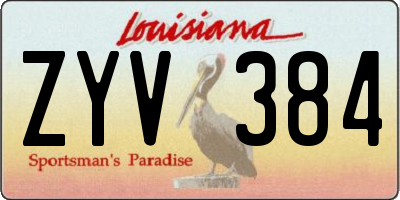 LA license plate ZYV384