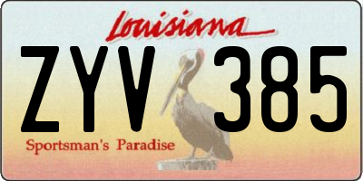 LA license plate ZYV385