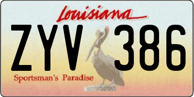 LA license plate ZYV386