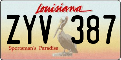 LA license plate ZYV387