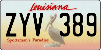 LA license plate ZYV389