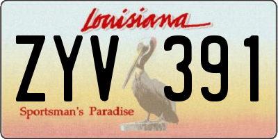 LA license plate ZYV391