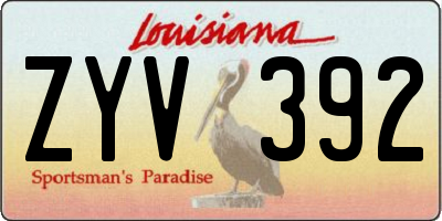 LA license plate ZYV392