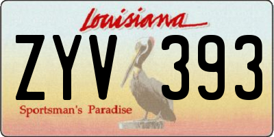 LA license plate ZYV393