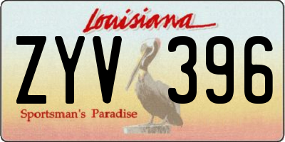 LA license plate ZYV396