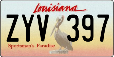 LA license plate ZYV397