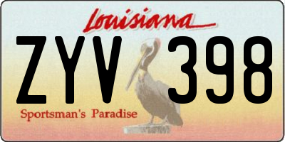 LA license plate ZYV398