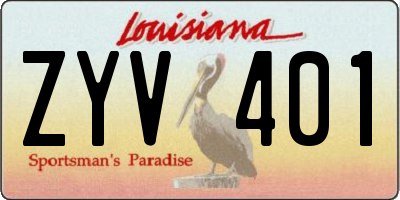 LA license plate ZYV401
