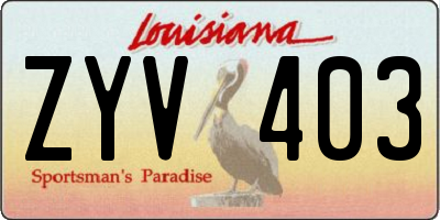 LA license plate ZYV403