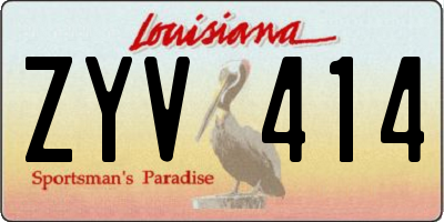 LA license plate ZYV414